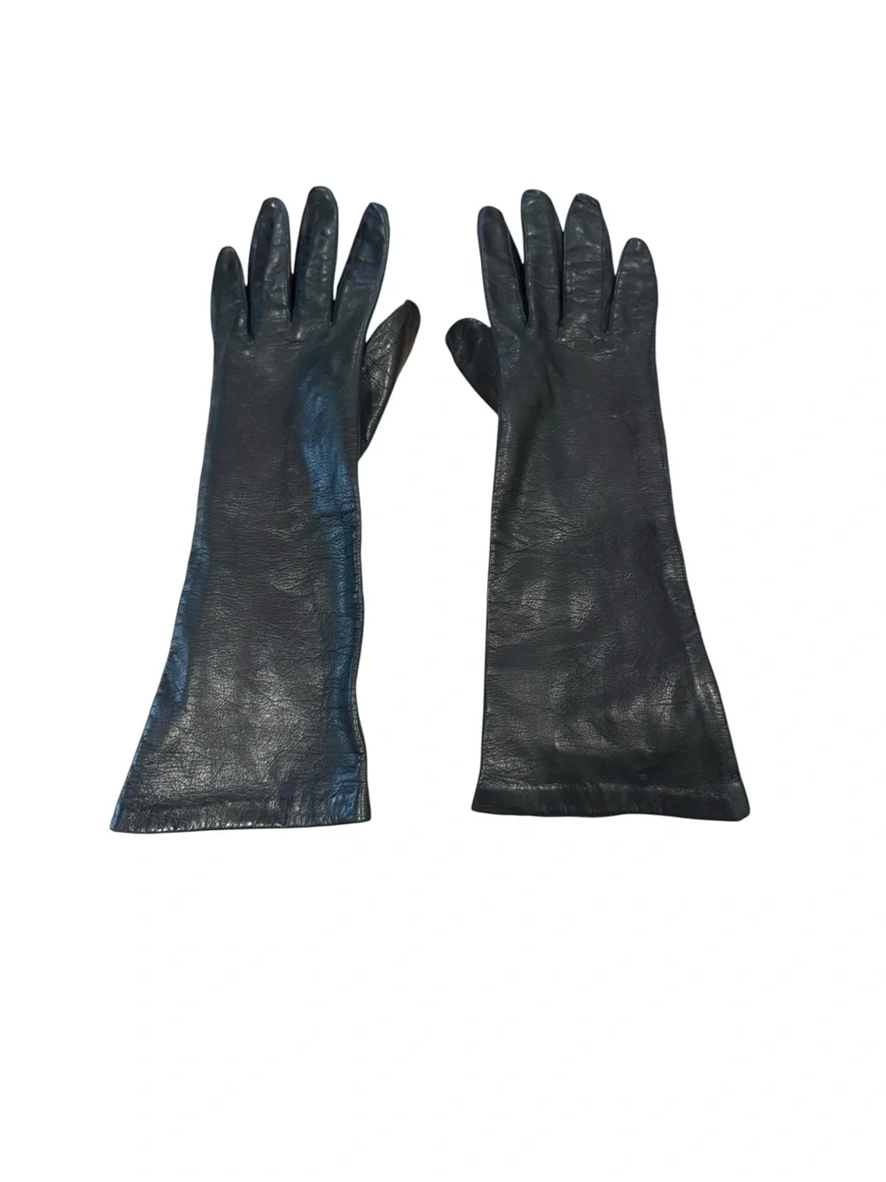 Black Long Leather Gloves Sz S